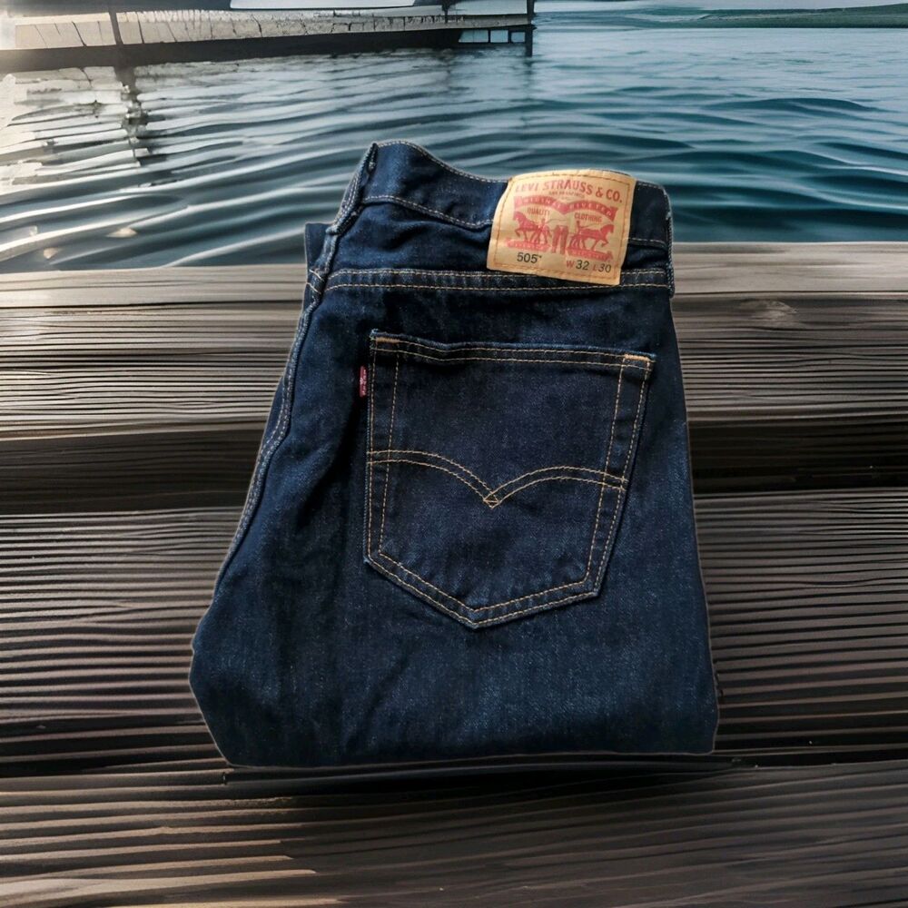 LEVI'S 505 MEN'S BLUE JEANS Straight in Size 32 X 30 Dark Wash EUC